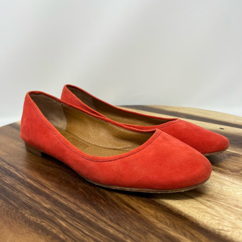FRYE Gloria Ballet Slip On Flats Coral Orange Red Work Women’s Size 8